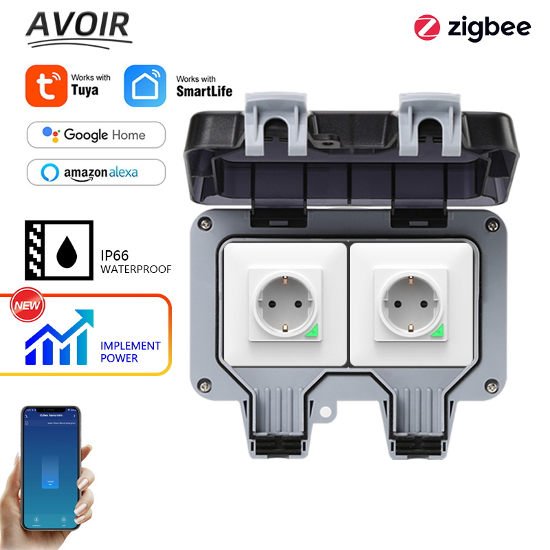 Timer Dual Outlet - Avoir Tuya Zigbee Elektrik Prizleri IP66