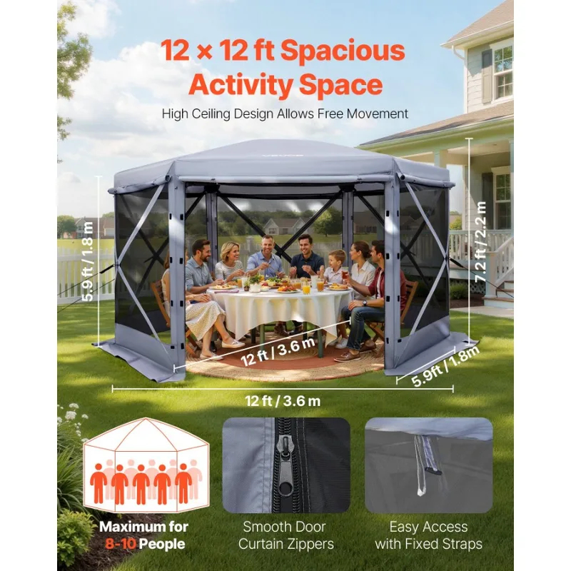 12x12ft 6 Kenarlı Açılır Kapan - Screen Top Mesh incelemesi ve fiyatı